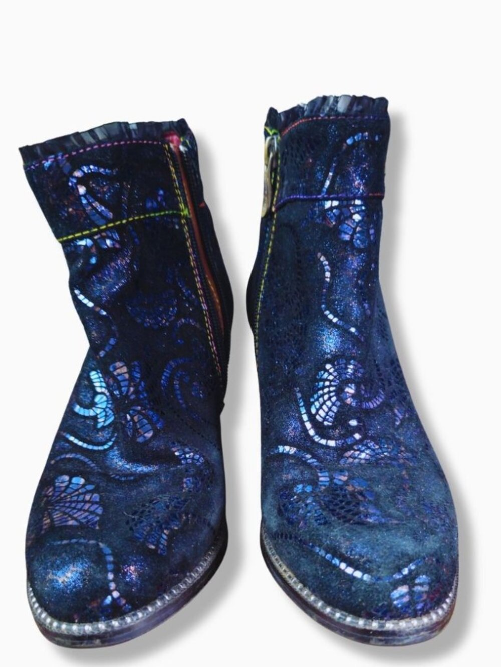 L'Artiste by Spring Step "Dessa" Bootie in Navy Multi Women's Size EU36 US 5.5-6